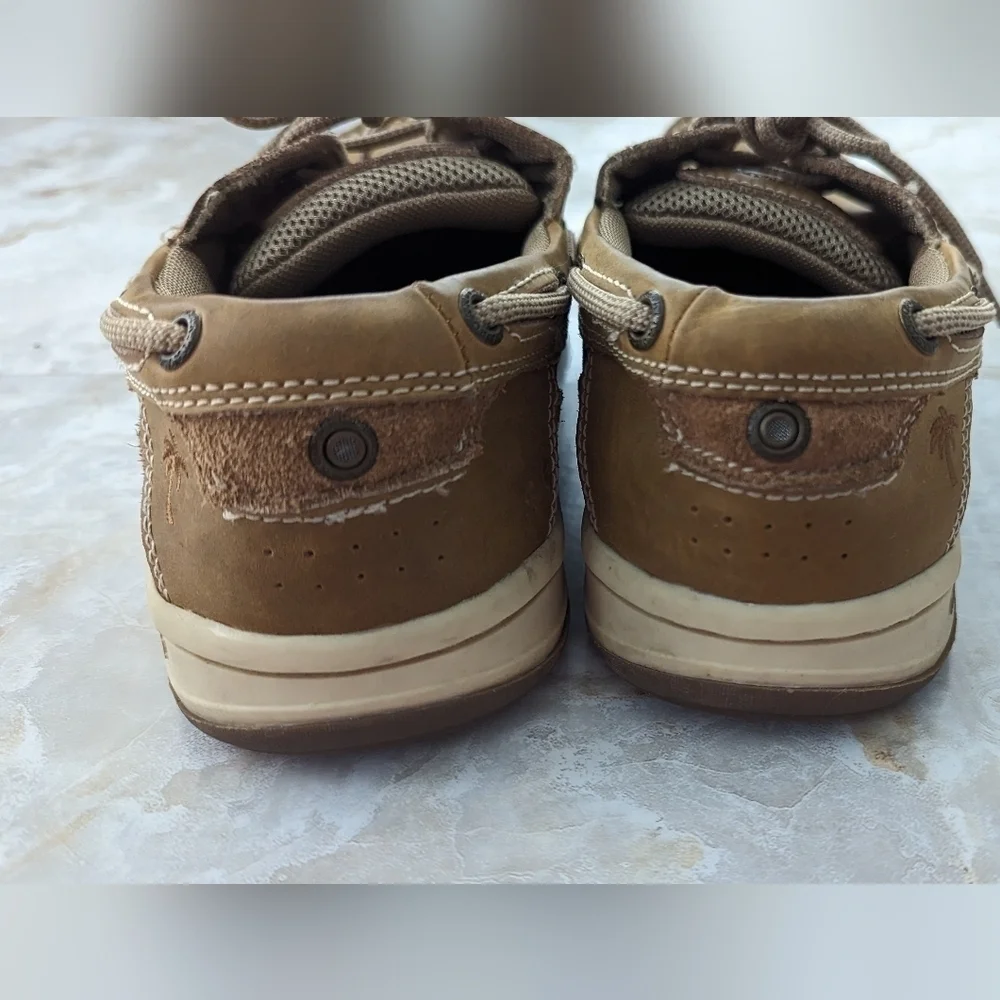 Margaritaville Men Lace Up Boat Shoes Brown Leather Casual Deck Loafer 8…